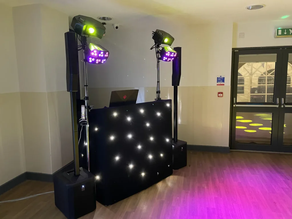 Wedding celebration dancefloor with party lighting - Essex DJ