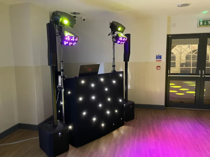Wedding celebration dancefloor with party lighting - Essex DJ